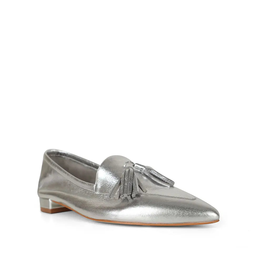 Bianca Tassel Loafer Silver Leather