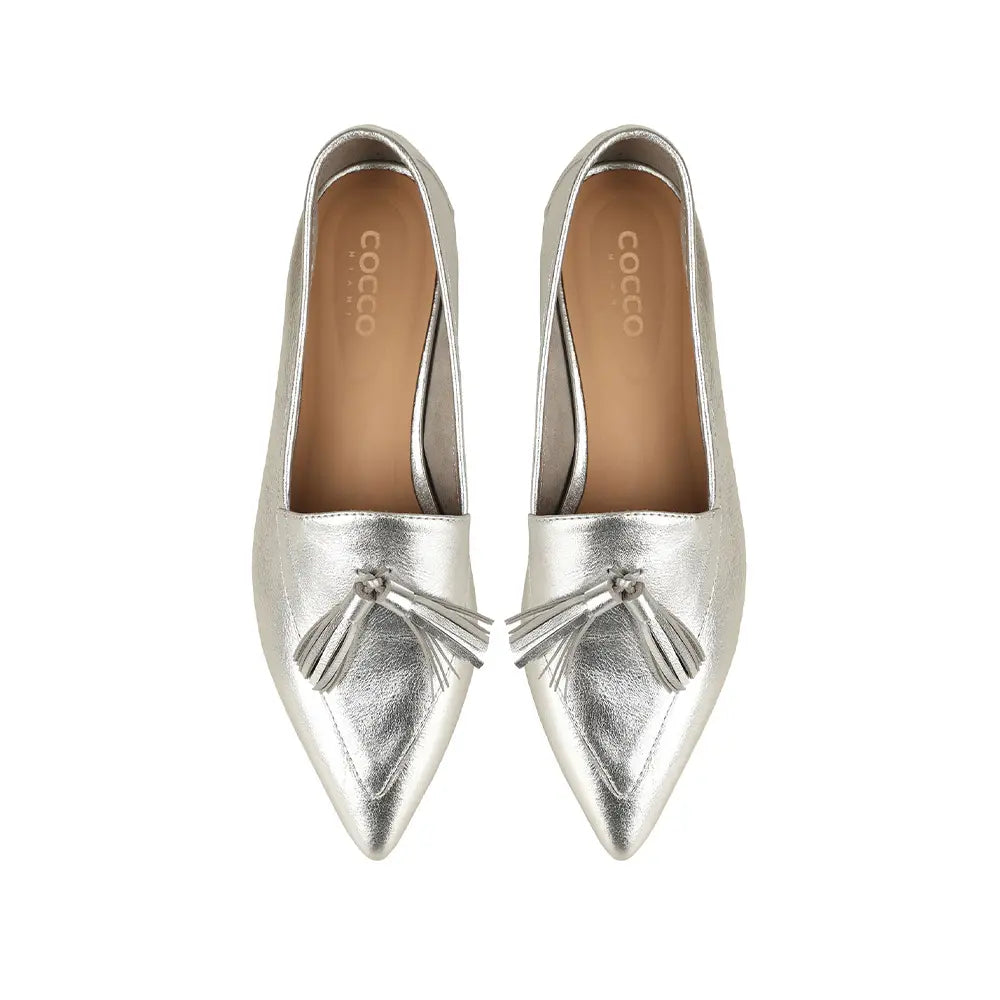 Bianca Tassel Loafer Silver Leather