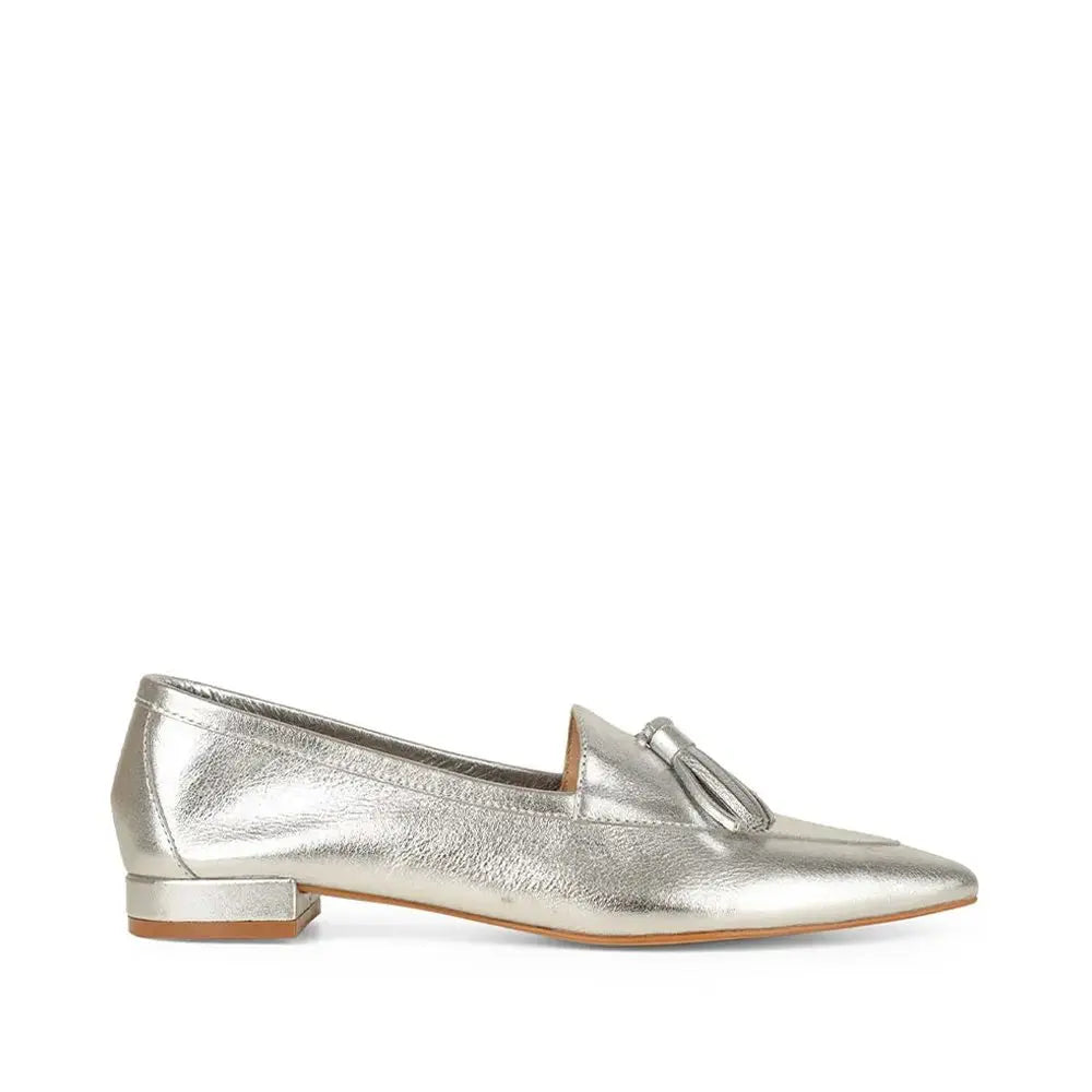 Bianca Tassel Loafer Silver Leather