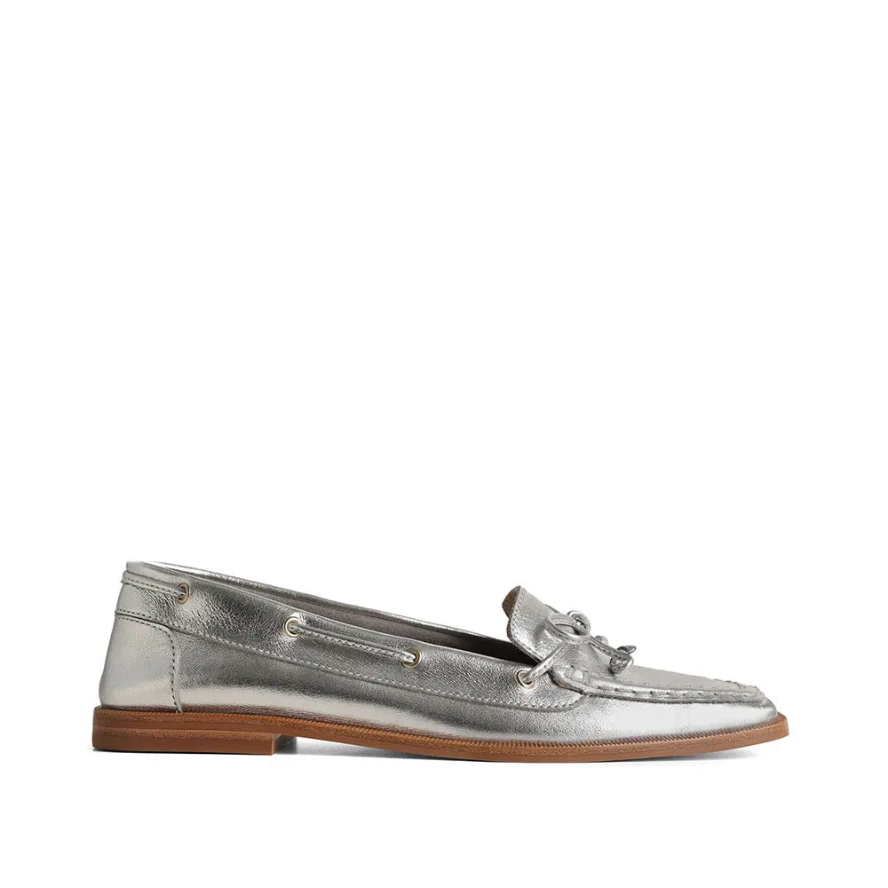 Paris Boat Loafer Silver Leather