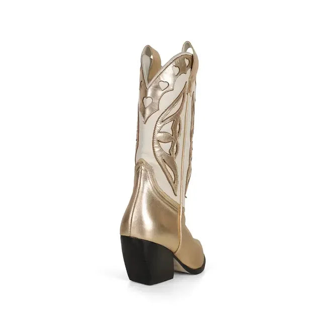 West Boot Gold & Off White Metallic Leather