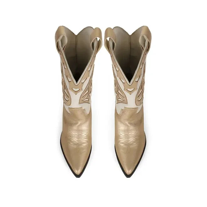 West Boot Gold & Off White Metallic Leather
