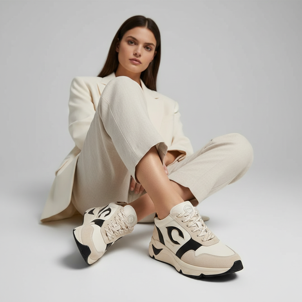 Blake Leather Sneaker Off White – worn by a model