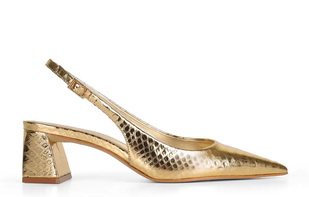 Ritta Slingback Pump Gold Snake Leather