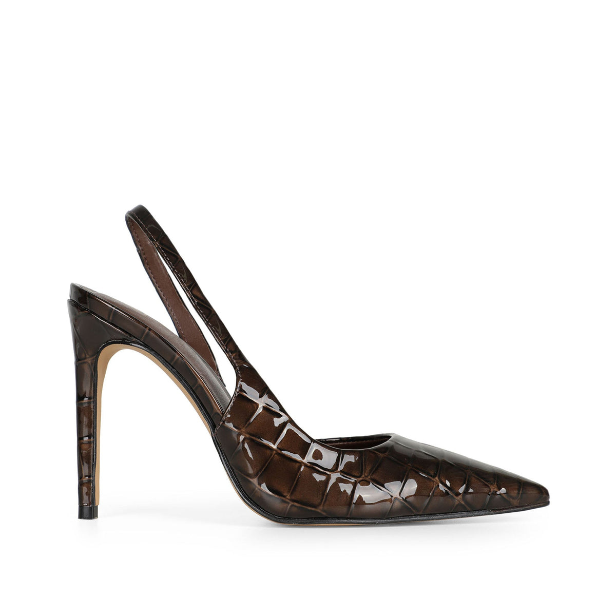 Athena Slingback Pump Brown Croco Synthetic – side view