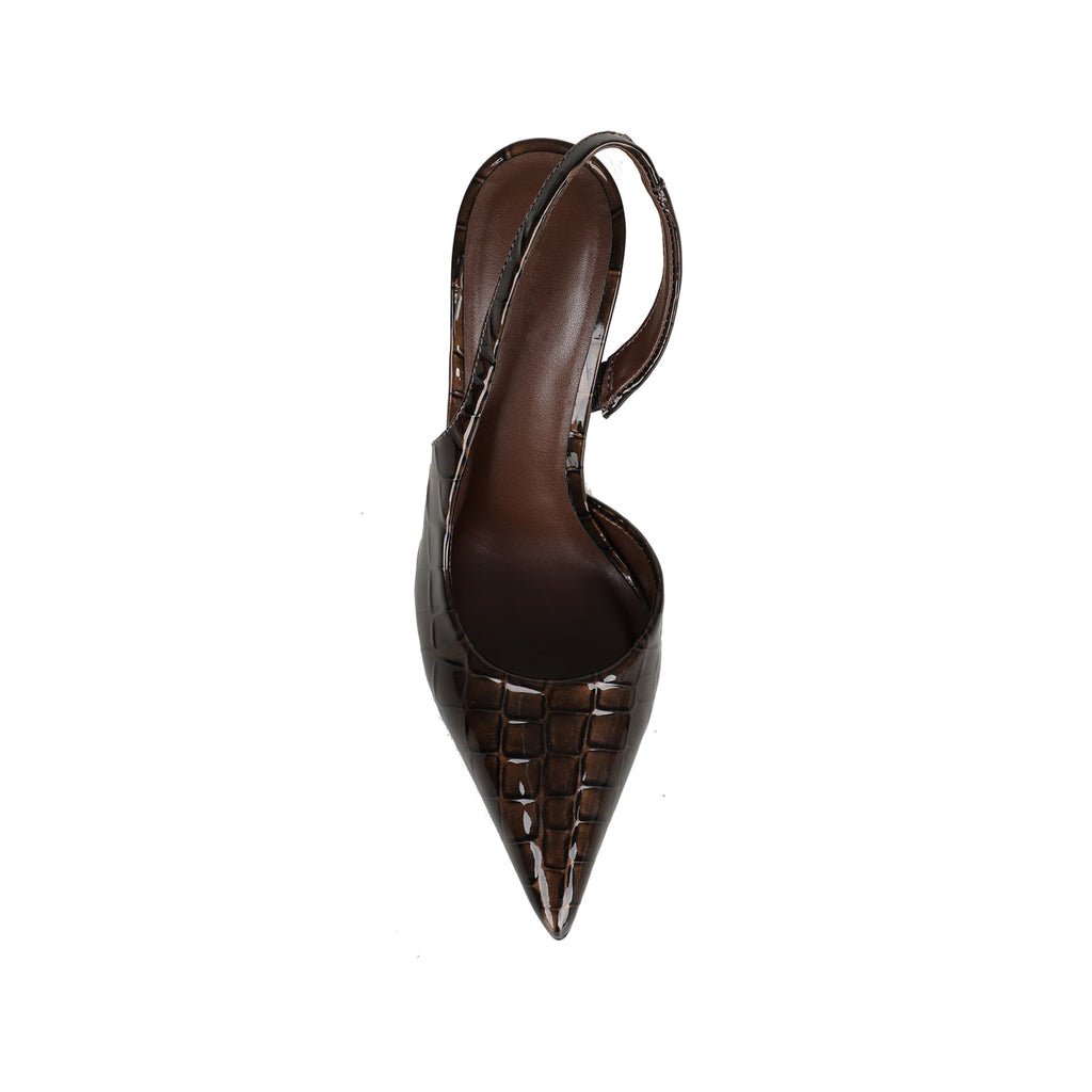 Athena Slingback Pump Brown Croco Synthetic – top view