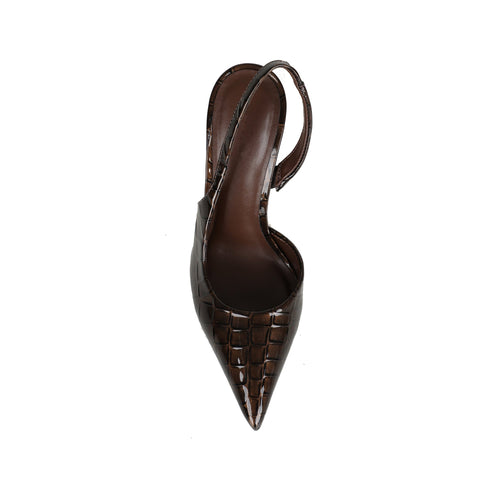 Athena Slingback Pump Brown Croco Synthetic – top view