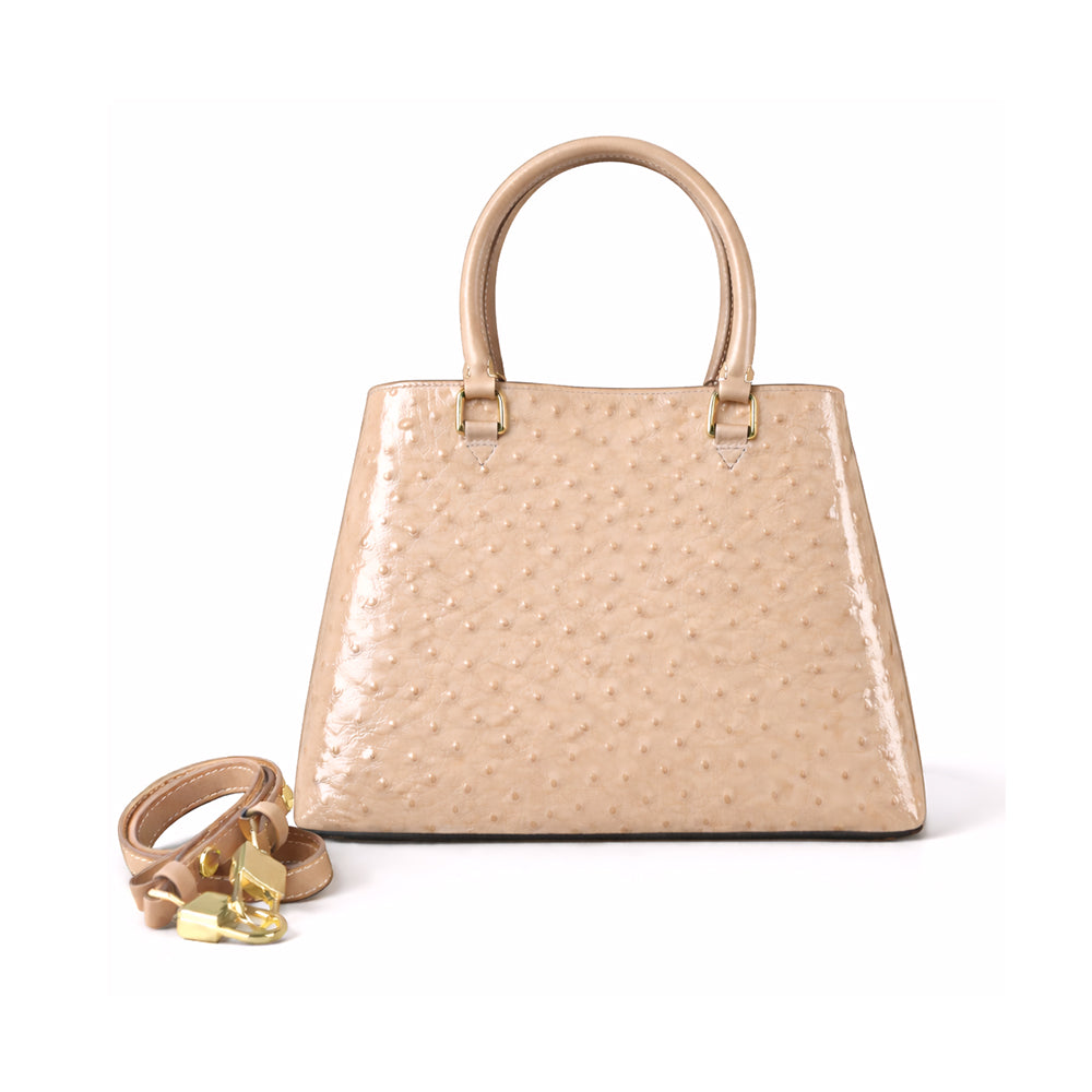 Aurora Ostrich Off White leather bag