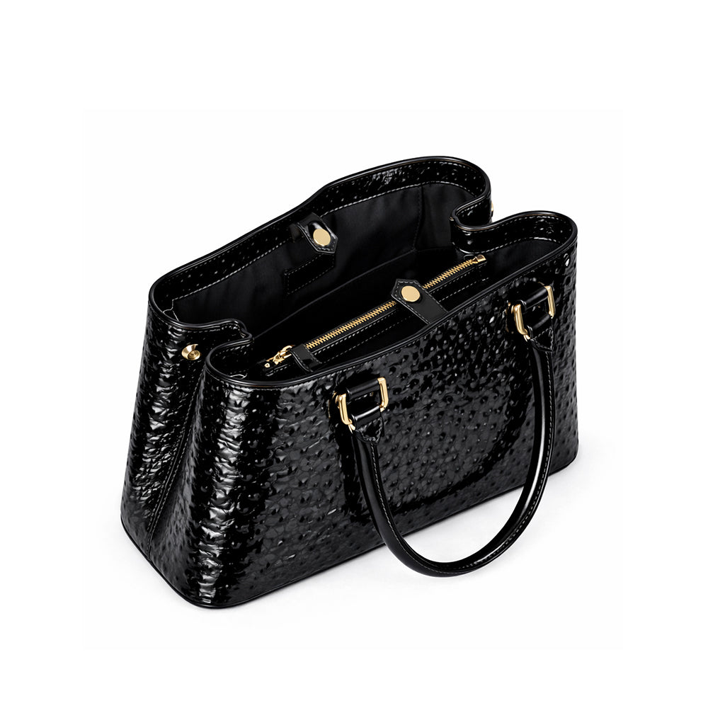 Aurora Ostrich Black leather bag, view 5