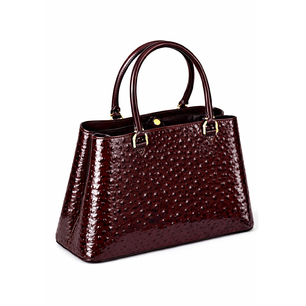 Aurora Ostrich Cherry leather bag, view 4