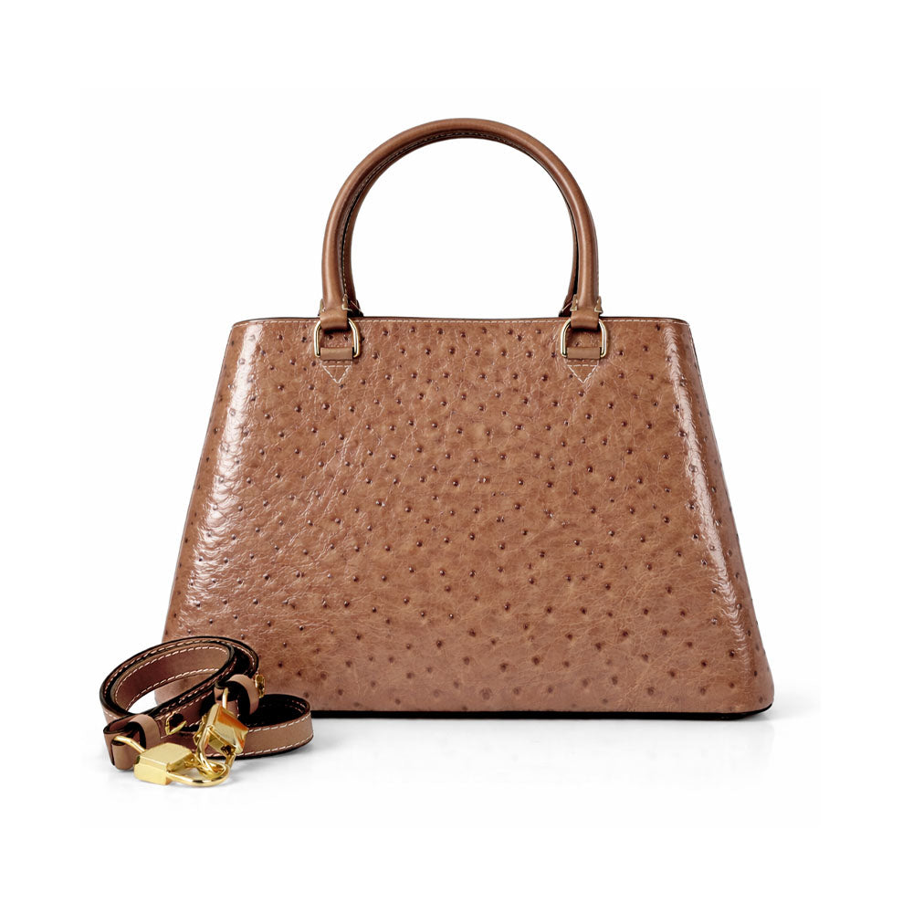 Aurora Ostrich Brown leather bag