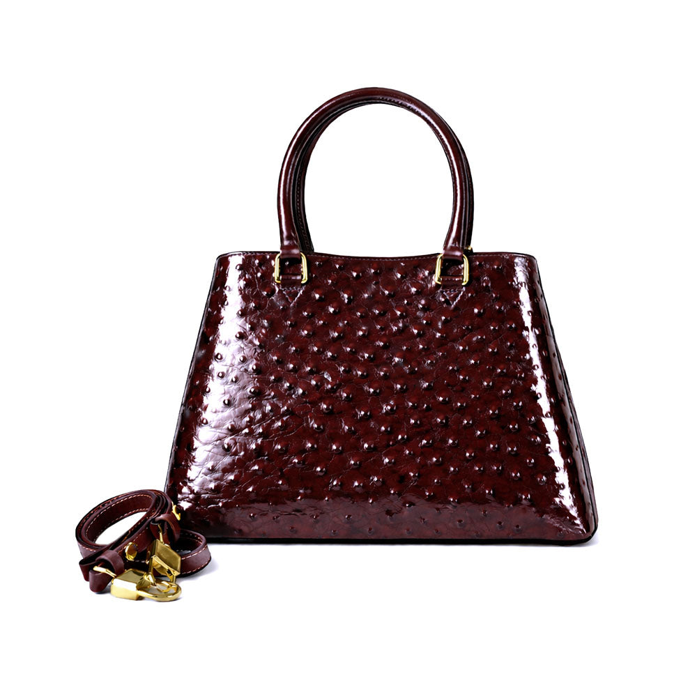 Aurora Ostrich Cherry leather bag