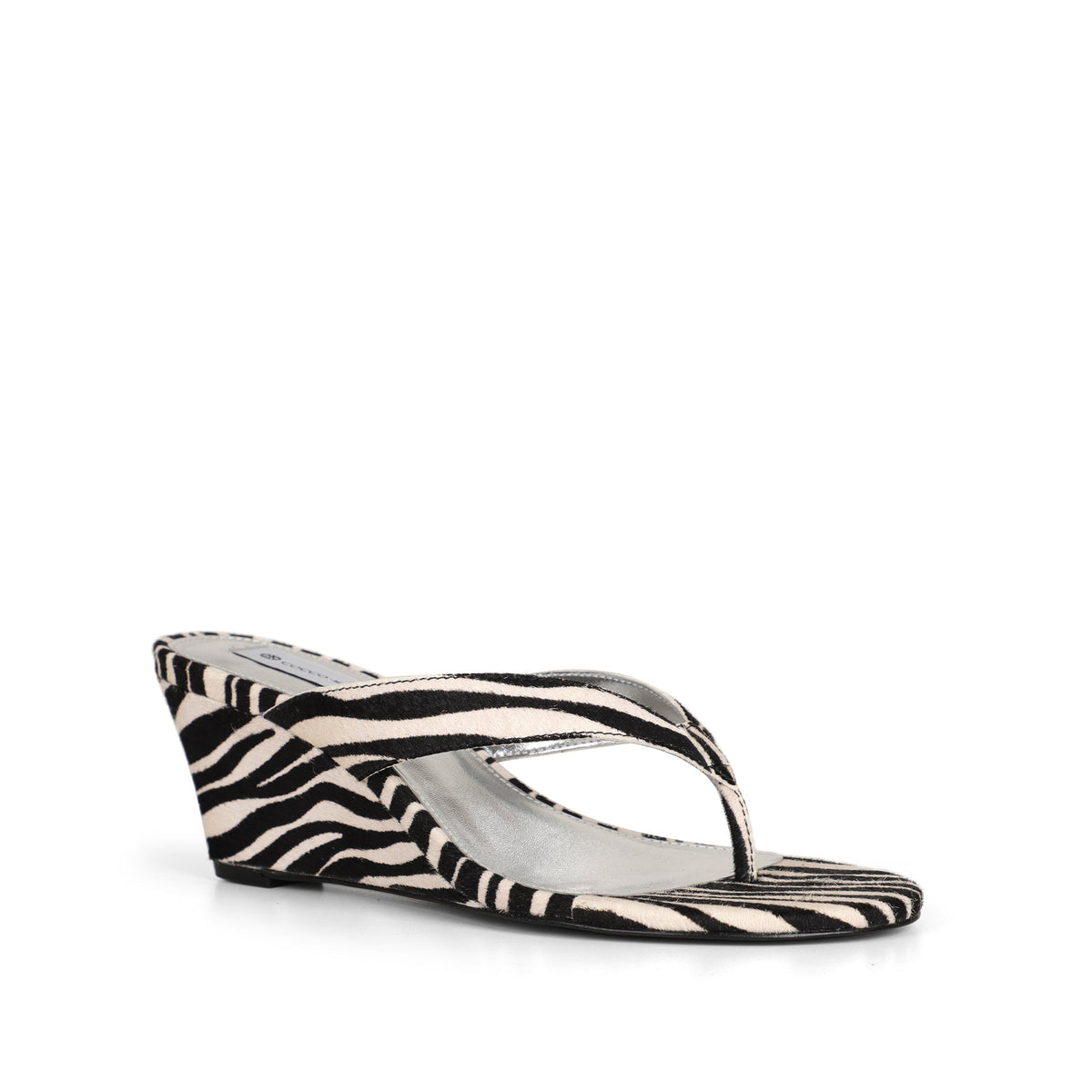 Gianna Wedge Thong Sandal Zebra Leather view 2