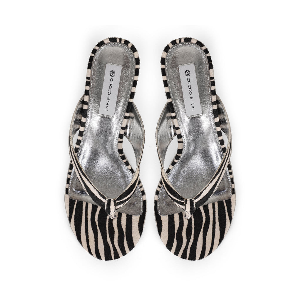 Gianna Wedge Thong Sandal Zebra Leather view 3