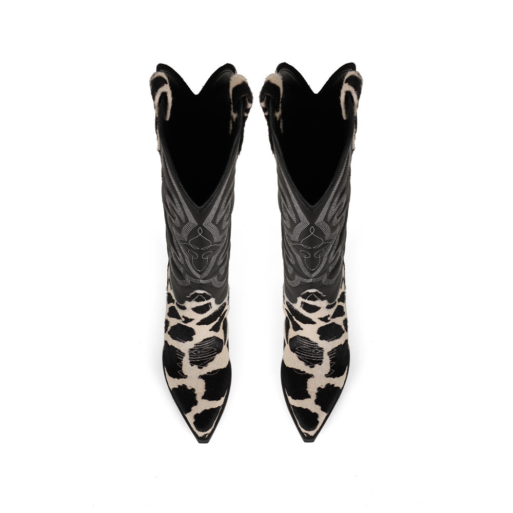 West Boot Black & White Leather, front view