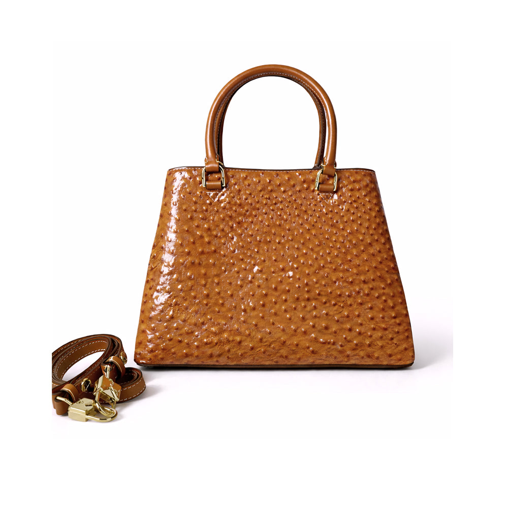 Aurora Ostrich Camel leather bag