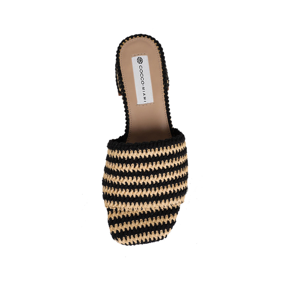 Emma Woven Raffia Mule Black/Natural, top view